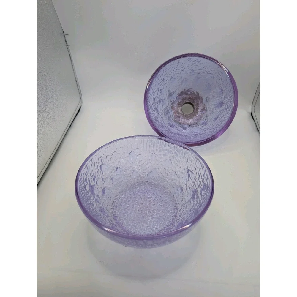 Textured Glass Orb Jar Periwinkle Lavender Neoteric‎ Spherical Decorative Vessel